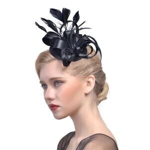 Satin Clip Fascinator Feather Hair Party Headpiece Wedding Hairpin Headwear